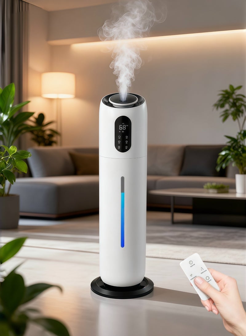 9L Large Capacity Humidifier for Large Rooms and Bedrooms, Ultrasonic Cool Mist Technology with Top-Fill Design, Operates up to 52 Hours, UV Sterilization and Impurity Filtration, 3 Adjustable Mist Levels, 360° Rotating Nozzle, Ideal for Babies, Home, and Office Use, Features LED Temperature and Humidity Display, White. - Image 1